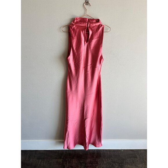ZARA Women’s Pink Satin Cowl Neck Midi Dress Elegant Bloggers Favorite Size M NW - Picture 4 of 12